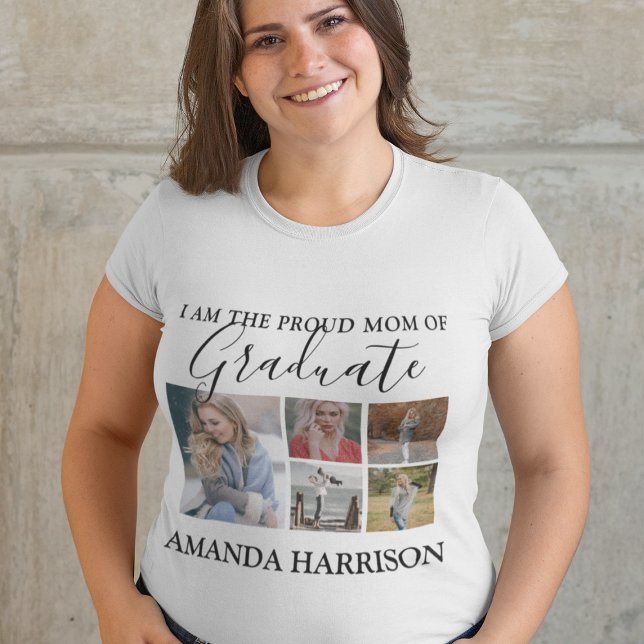 Personalisiert Modern | 5 Fotos | Abschluss T-Shirt (Von Creator hochgeladen)