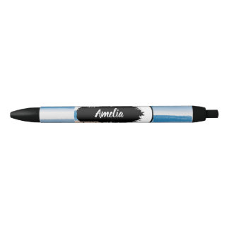 Personalisiert Modern Blue Peach Wasserfarbe Strei Kugelschreiber