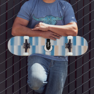 Personalisiert Modern Blue Peach Wasserfarbe Strei Skateboard