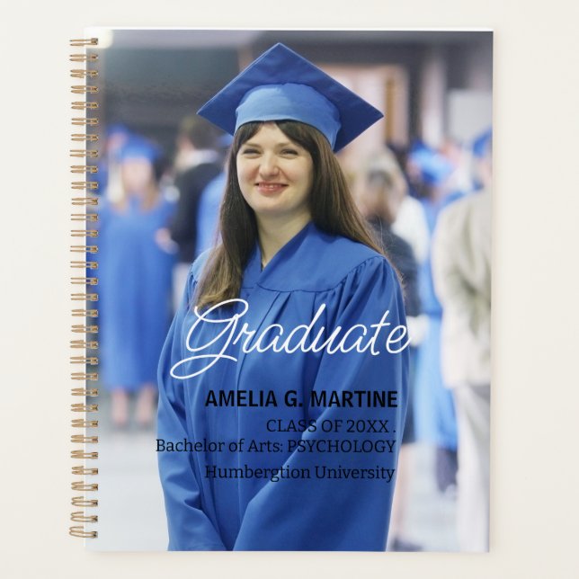 Personalisiert Modern Class of Abschluss Name Foto Planer (Vorderseite)