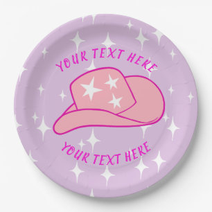 Personalisiert Modern Cowgirl Hat Sternexplosion L Pappteller