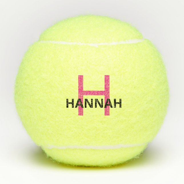 Personalisiert Modern einfaches rosa Monogramm Tennisbälle (Vorderseite)