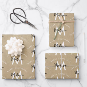 Personalisiert Modern Frohe Weihnachtsklebstoff Mo Geschenkpapier Set