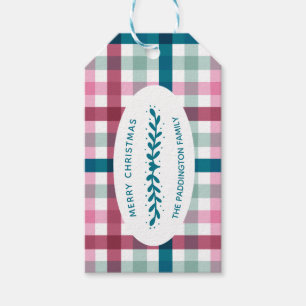 Personalisiert Modern Gingham Weihnachtsgeschenk Geschenkanhänger