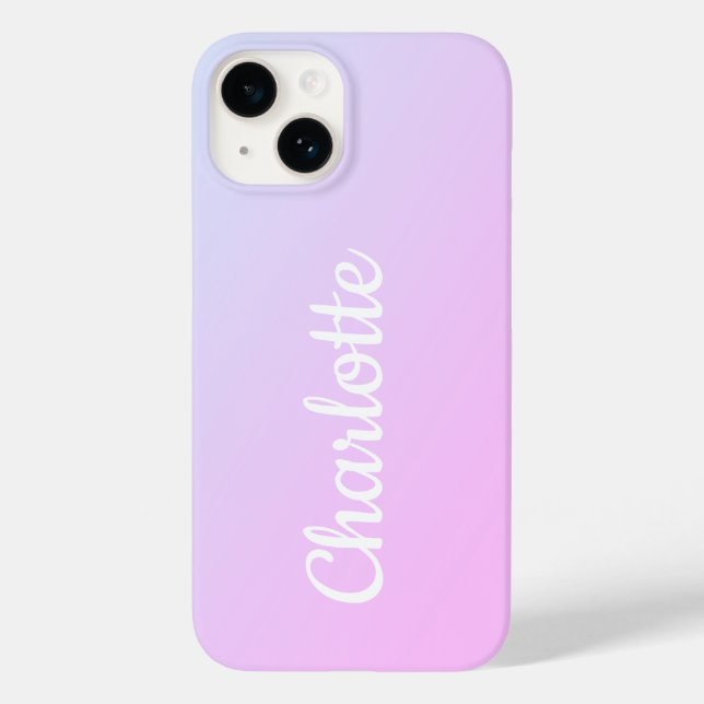 Personalisiert Modern Lilac Ombre Case-Mate iPhone 14 Hülle (Rückseite)