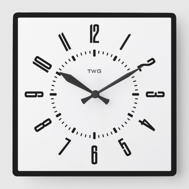 Personalisiert modern Minimalistisch Quadratische Wanduhr (Vorderseite)