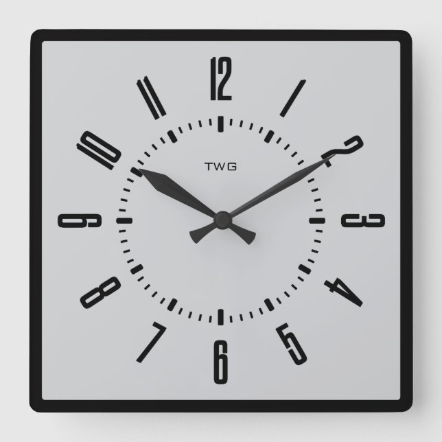 Personalisiert modern Minimalistisch Quadratische Wanduhr (Vorderseite)