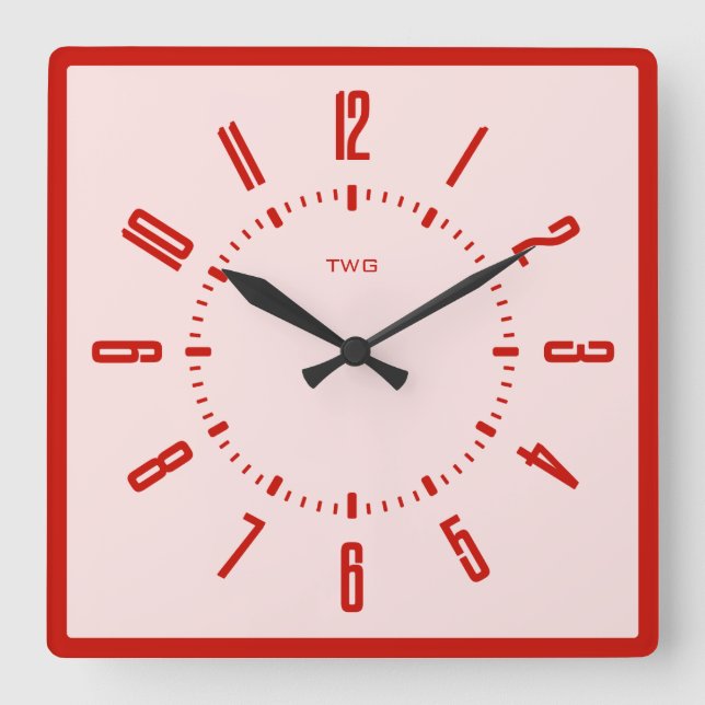 Personalisiert modern Minimalistisch Quadratische Wanduhr (Vorderseite)