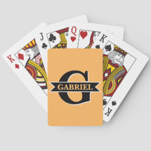 Personalisiert Modern Monogram Name Orange Spielkarten