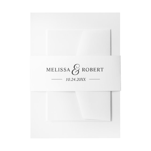 Personalisiert Modern NAME Black & White Wedding Einladungsbanderole (Vorderseite Beispiel)