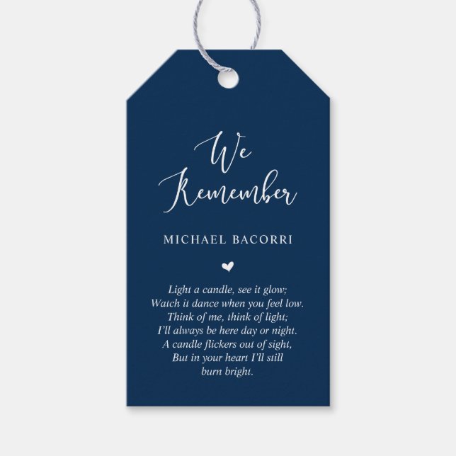 Personalisiert-modern, Navy Blue, Beerdigung Gefal Geschenkanhänger (Vorderseite)