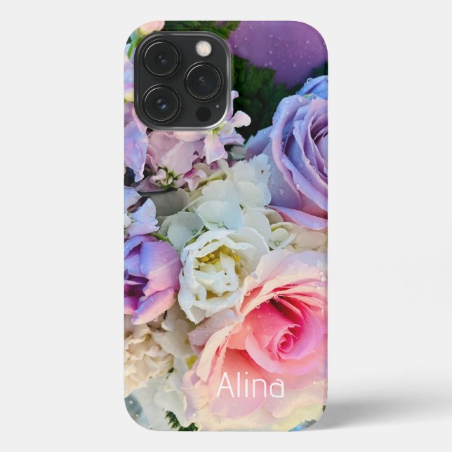 Personalisiert Modern , Niedliche Rose iPhone iPho 13 Pro Max Hülle (Rückseite)