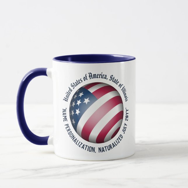 Personalisiert Modern Patriotic USA Flag Globe Tasse (Links)