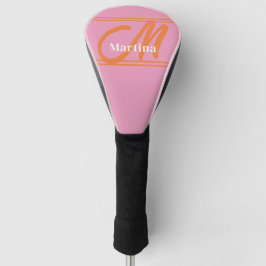 Personalisiert Modern rosa Orangenmonogramm Golf Headcover