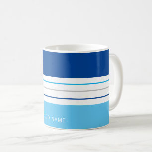 Personalisiert Modern Sky Blue Stripes Kaffeetasse