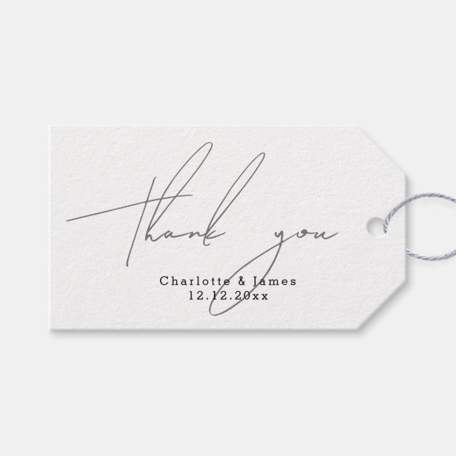 Personalisiert Modern und stilvoll Danke Geschenkanhänger (Vorderseite (Horizontal))