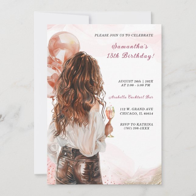 Personalisiert Modern Women Birthday lädt ein Einladung (Vorderseite)