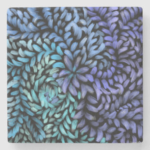 Personalisiert Moderne aquamarine und blaue Blüten Steinuntersetzer
