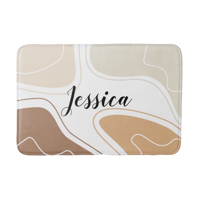 Personalisiert moderne beige geometrisch badematte (Vorderseite)