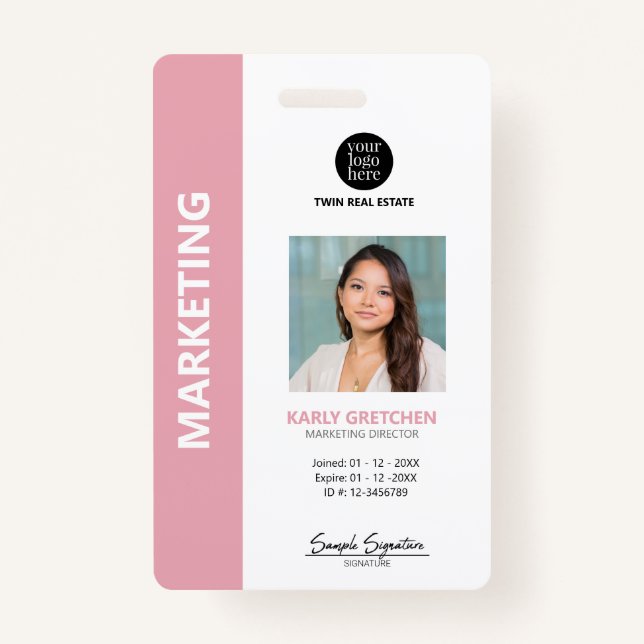 Personalisiert Moderne Berufliche Mitarbeiter ID P Ausweis (Vorderseite)