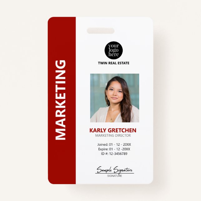 Personalisiert Moderne Berufliche Mitarbeiter-ID R Ausweis (Vorderseite)