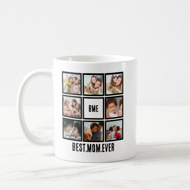 Personalisiert Moderne beste Mama je 8 FotoCollage Kaffeetasse (Links)