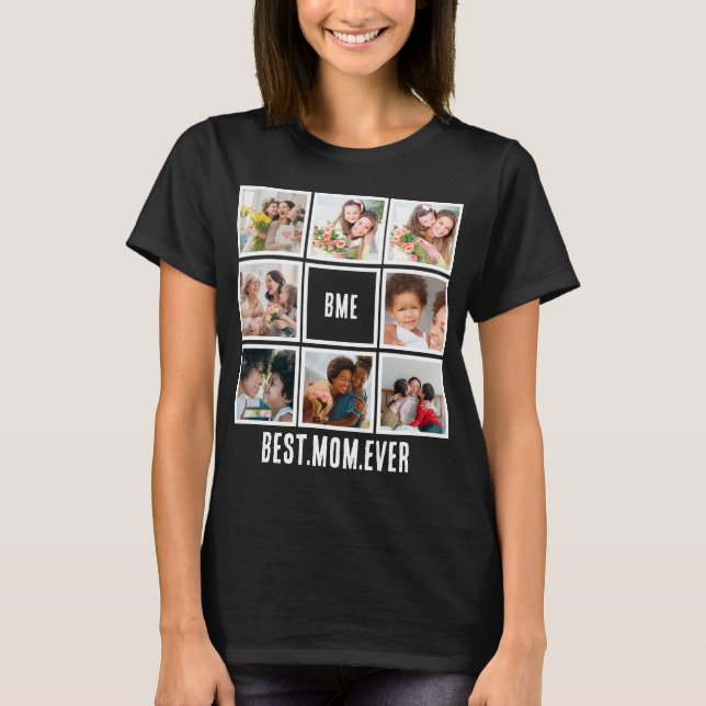 Personalisiert Moderne beste Mama je 8 FotoCollage T-Shirt (Vorderseite)