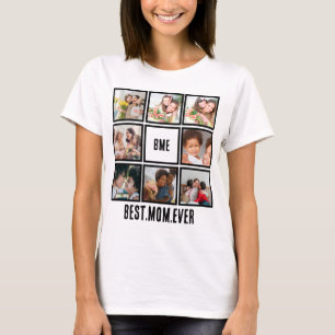 Personalisiert Moderne beste Mama je 8 FotoCollage T-Shirt