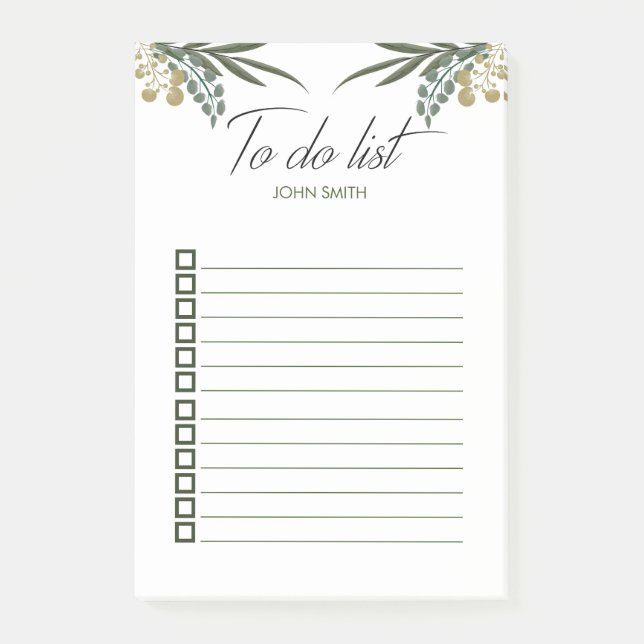 Personalisiert Moderne botanische Blätter im Wasse Post-it Klebezettel (Vorderseite)