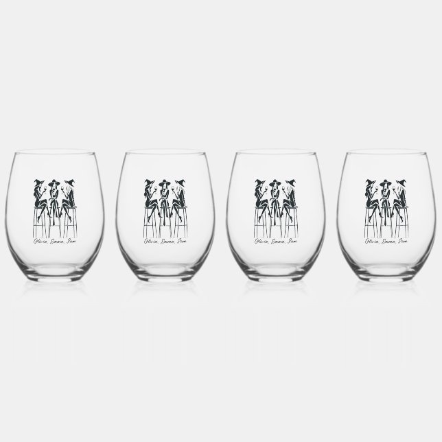 Personalisiert Moderne, elegante Hexen Weinbar Weinglas Ohne Stiel (Vorderseite)