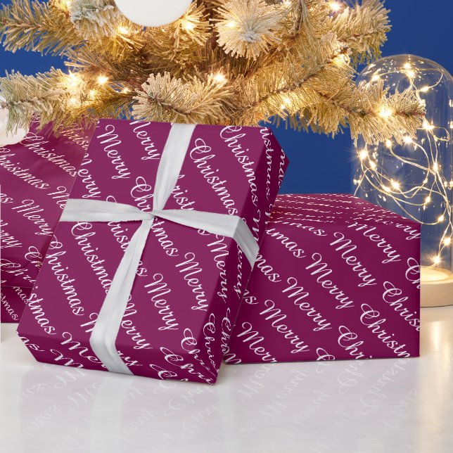 Personalisiert Moderne frohe Weihnachtswein-Farbe Geschenkpapier (Feiertage)