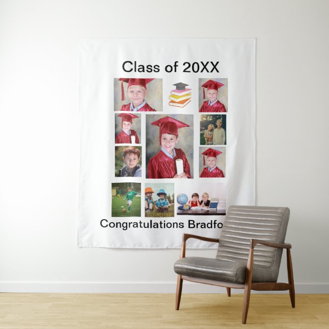 Personalisiert Moderner Abschluss 11 FotoCollage Wandteppich (Beispiel)