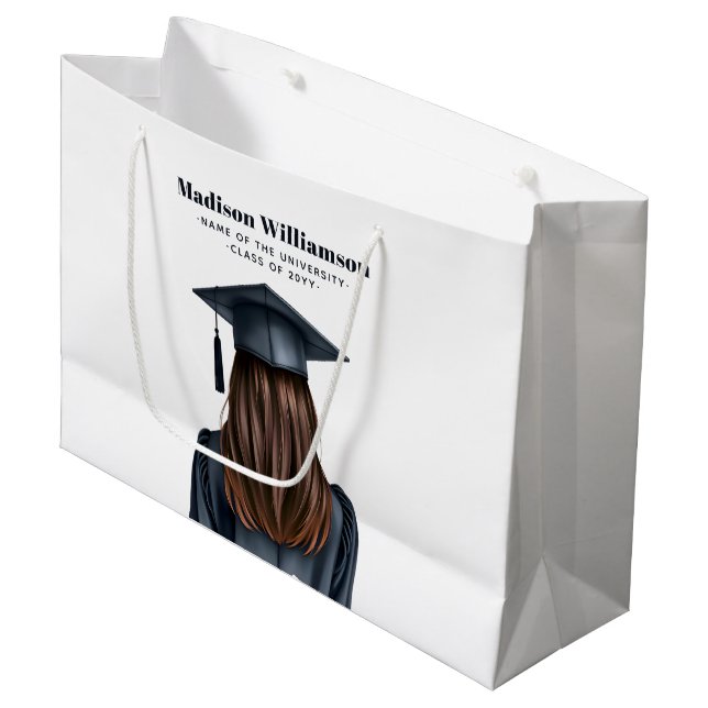 Personalisiert Moderner Abschluss Weibliche Gradui Große Geschenktüte (Vorderseite Schrägansicht)