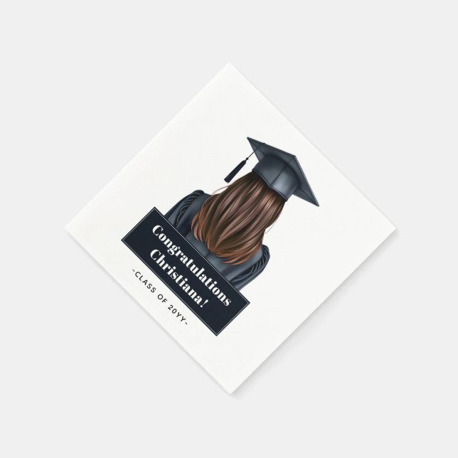 Personalisiert Moderner Abschluss Weibliche Gradui Serviette (Ecke)