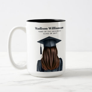 Personalisiert Moderner Abschluss Weibliche Gradui Zweifarbige Tasse