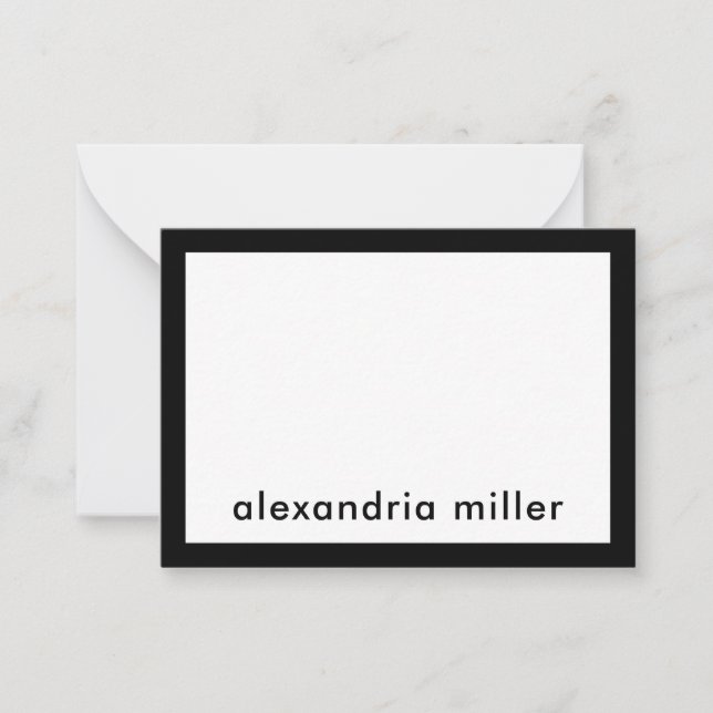 Personalisiert Moderner Minimalistischer Schwarz-w Mitteilungskarte (Vorderseite)