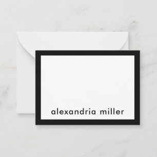 Personalisiert Moderner Minimalistischer Schwarz-w Mitteilungskarte