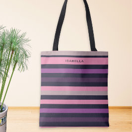 Personalisiert Moderner rosa Lila Streifen Gemuste Tasche