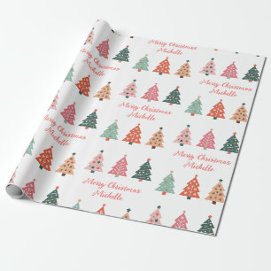 Personalisiert Moderner Weihnachtsbaum Geschenkpapier