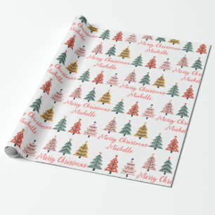 Personalisiert Moderner Weihnachtsbaum Geschenkpapier