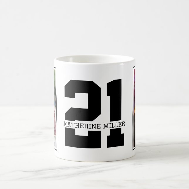 Personalisiert Modernes 21. Geburtstag Foto Kaffeetasse (Mittel)