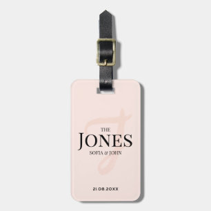 Personalisiert Modernes, elegantes rosa Monogramm  Gepäckanhänger