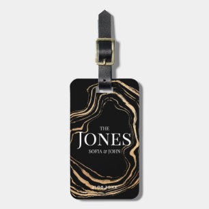 Personalisiert Modernes, elegantes Schwarzes Gold  Gepäckanhänger