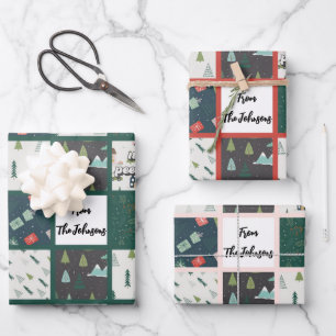 Personalisiert Modernes, elegantes Weihnachtsmuste Geschenkpapier Set