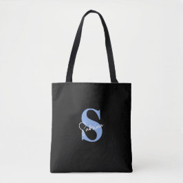 Personalisiert Modernes Minimal Blue Monogram Tasche