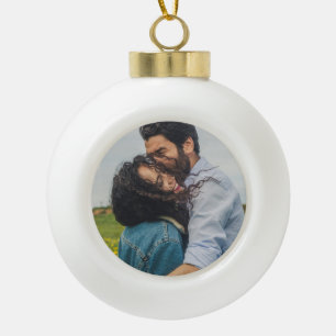 Personalisiert Modernes Minimalistisches Foto Keramik Kugel-Ornament