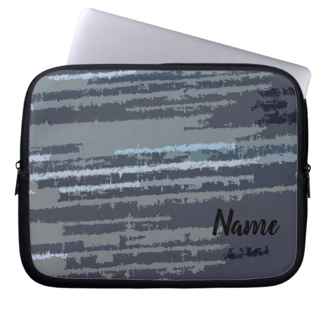 Personalisiert Modernes, stilvolles, blau gestreif Laptopschutzhülle (Vorderseite)