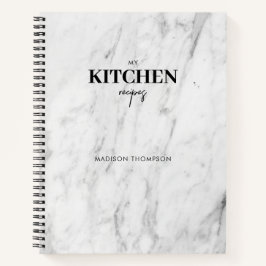 Personalisiert Modernes Weißes Marmorküche Rezept Notizbuch