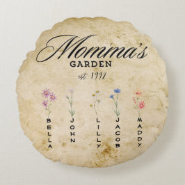 Personalisiert Mommas Wildblume Garden Rundes Kissen