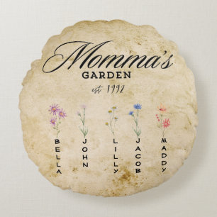 Personalisiert Mommas Wildblume Garden Rundes Kissen